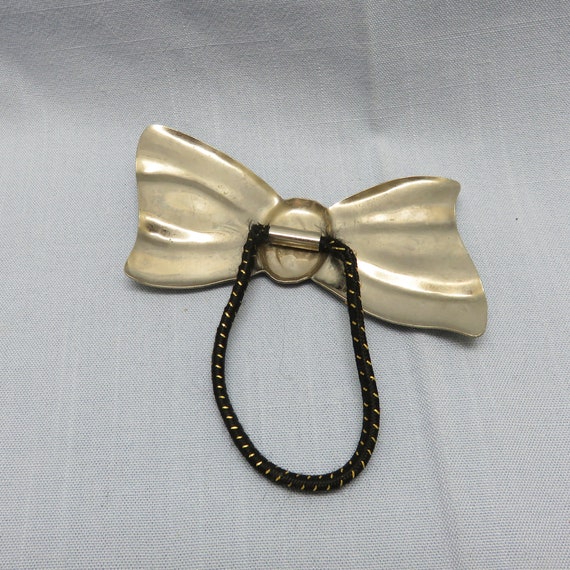 Cool 1990s Vintage Silverplated Bow Ponytail Hold… - image 2