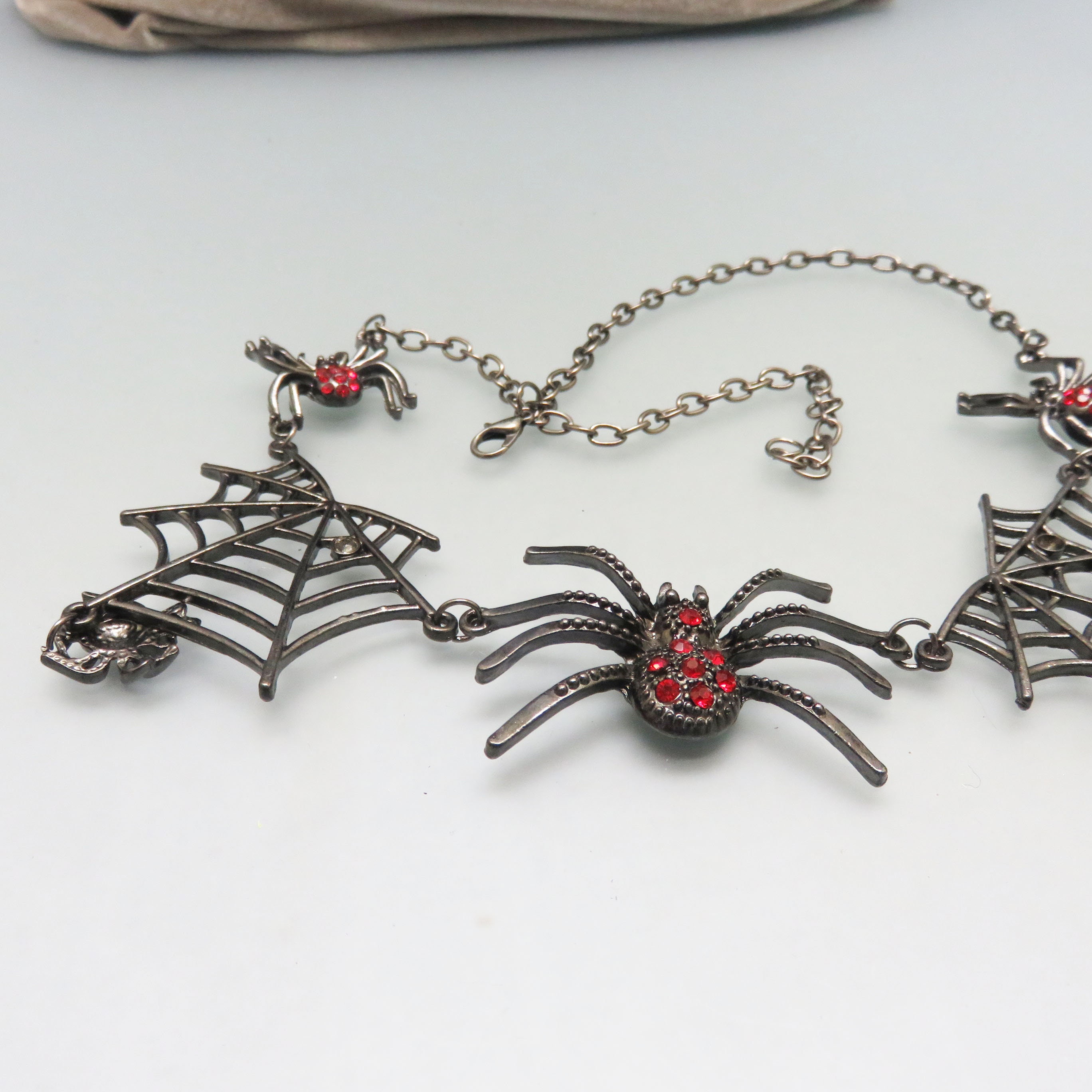 Rhinestone Spider Web Necklace: Gothic Black Metal Jewelry - Etsy