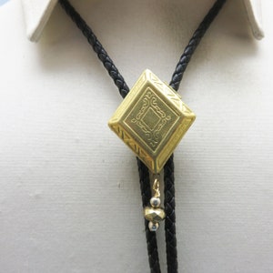 Hand Made Golden Locket Bolo Tie, Golden Dangle