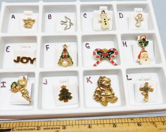 Vintage Tiny Christmas Lapel or Tie Tack, Your Choice Set B