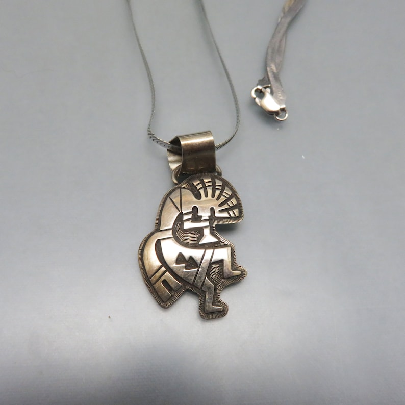 Vintage Sterling Silver Kokopelli Pendant Necklace 20 Inch Etsy