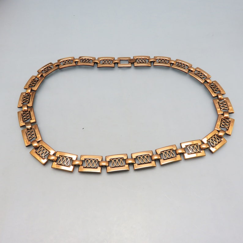 Renoir Style Copper Necklace Bracelet Set, Vintage Copper Demi Parure image 4