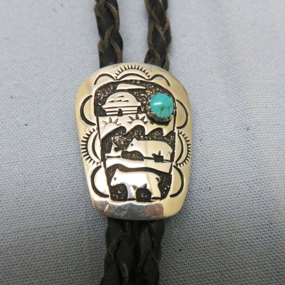 Navajo, Turquoise and Sterling Bolo Tie, Tommy Sin