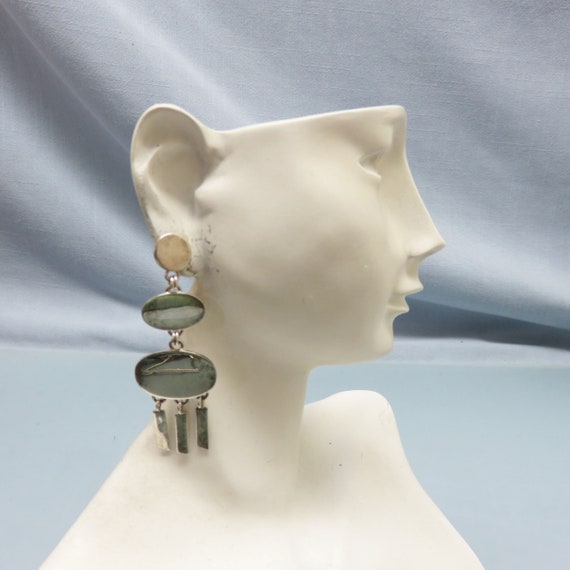 Vintage Geometric  Modern Dangle Pierced Earrings… - image 3