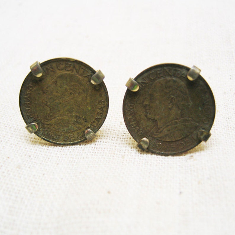 Centavo Coin Cuff Links Vintage Swank