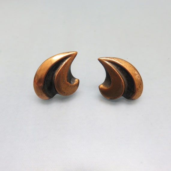 Rebajes Copper Screw Back Earrings, Vintage - image 1