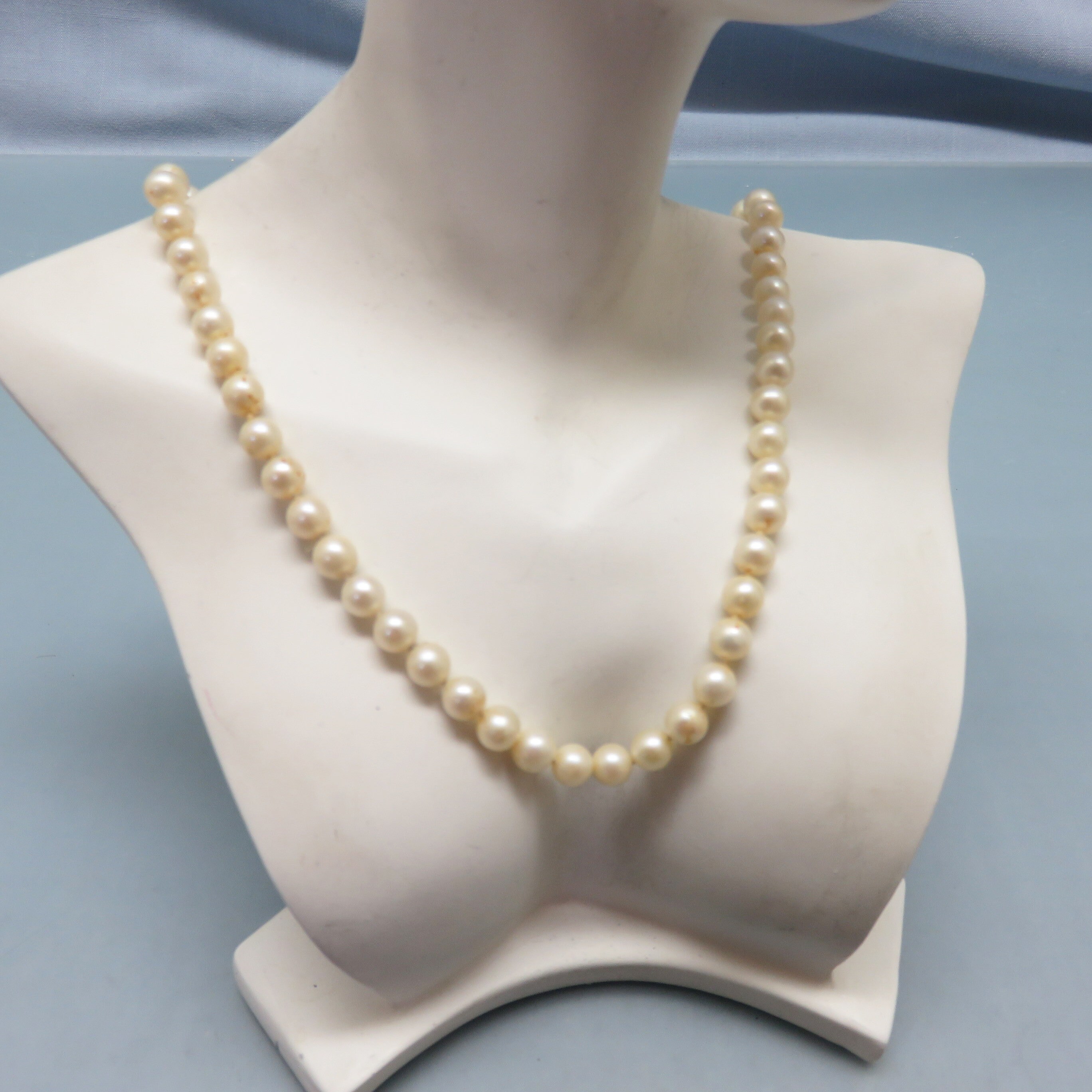 14K White Gold 7.0mm Cultured Pearl 1950 Vintage 18 1/4” Necklace