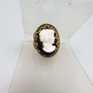 Vintage Simulated Cameo Ring: Victorian Revival Style, Adjustable