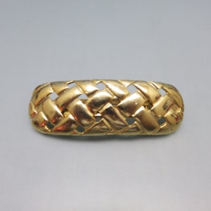 Golden Metal Basket Weave Hair Barrette, Large Vintage Hair Barrette