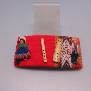 Vintage Mexican Hair Barrette,  New Never Used, Native People with Musical Instruments