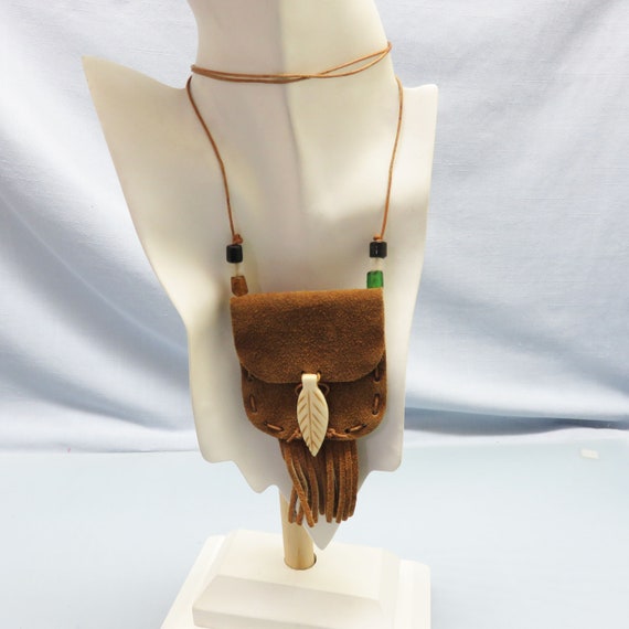 Native American Style Medicine Pouch Necklace, Le… - image 4