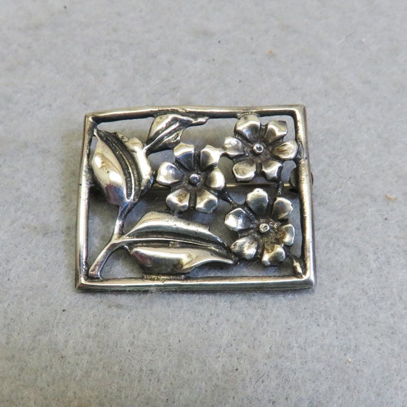 Vintage Sterling Silver Picture Window of Flowers… - image 3