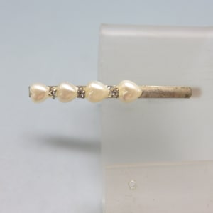 Vintage Long White Pearl Hearts Hair or Bobby Pin