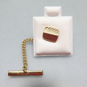 Vintage Gold Plated Tie Tack: Brushed & Shiny Metal