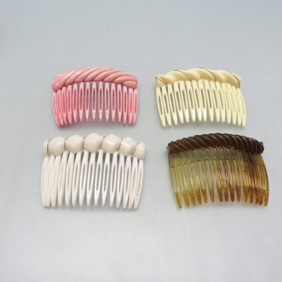 Paris Diffusion Hair Combs, Set of 4, White, Beig… - image 1