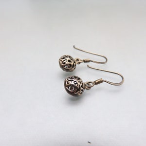 Sterling Silver Drop Pierced Earrings, Vintage Pierced Metal Design Dangles