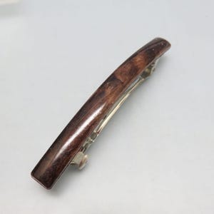 Vintage Dark Brown Lucite Hair Barrette,  3 1/2 Inches Long