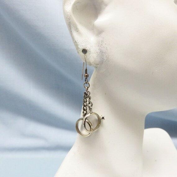 Tiny Engagement Wedding Ring Pierced Earrings, Vi… - image 3