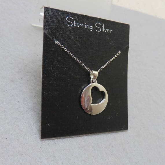 Sweet Sterling Silver Open Heart Necklace, Vintag… - image 2