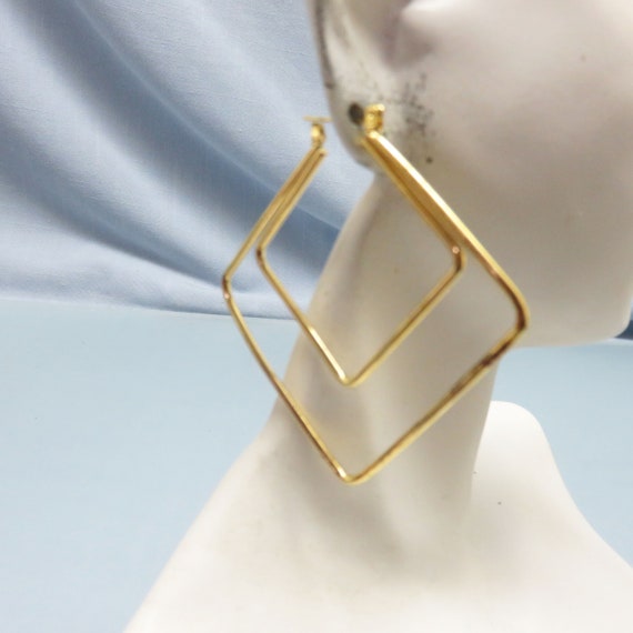 Huge 1980s Vintage Square Pierced Earrings, BIG H… - image 3