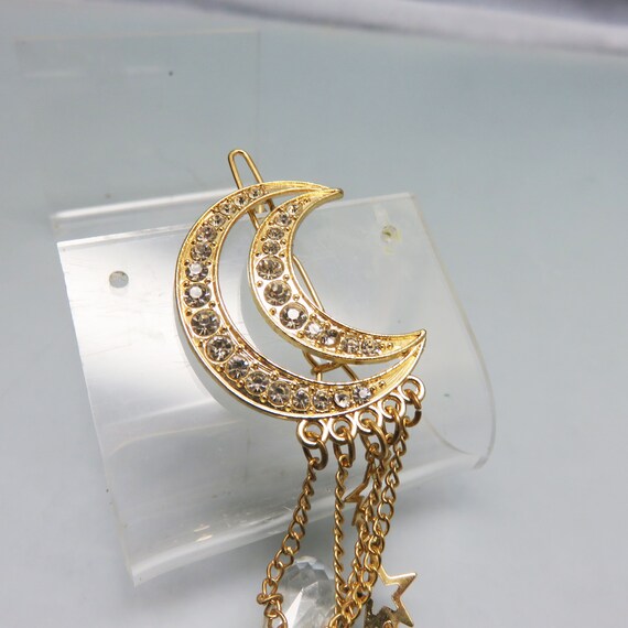 Very Cool Rhinestone Crescent Moon Barrette with … - image 3
