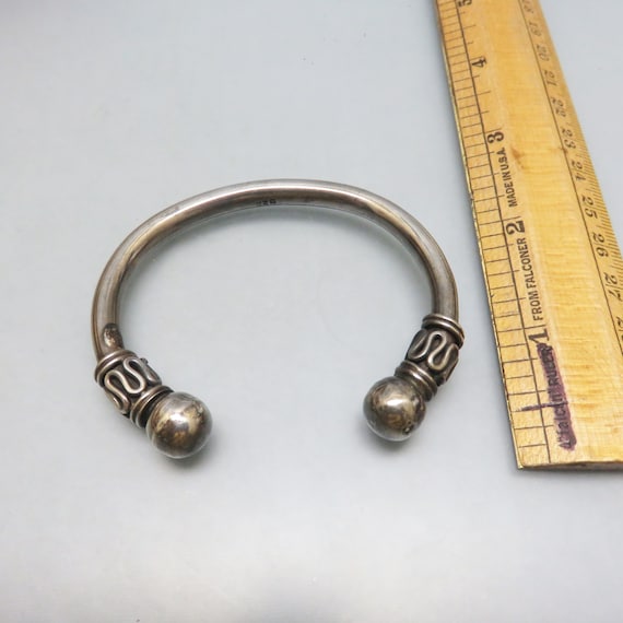 Solid Sterling Silver Cuff Bracelet, Ethnic Desig… - image 3
