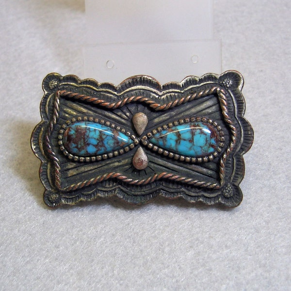 Bergere' Southwestern Belt Buckle, Faux Turquoise, Slide On Style