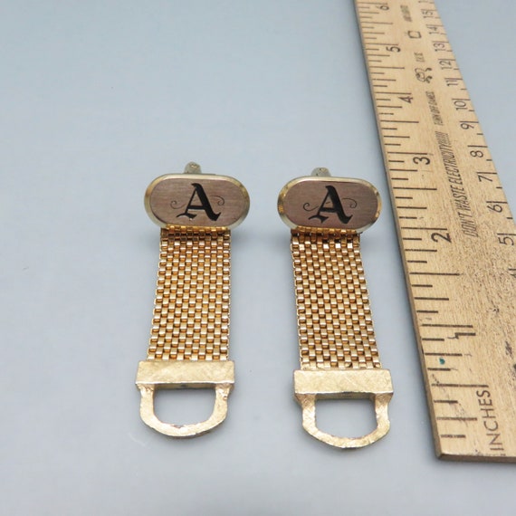 Initial A Wrap Around Cuff Links, Silver and Gold - image 3