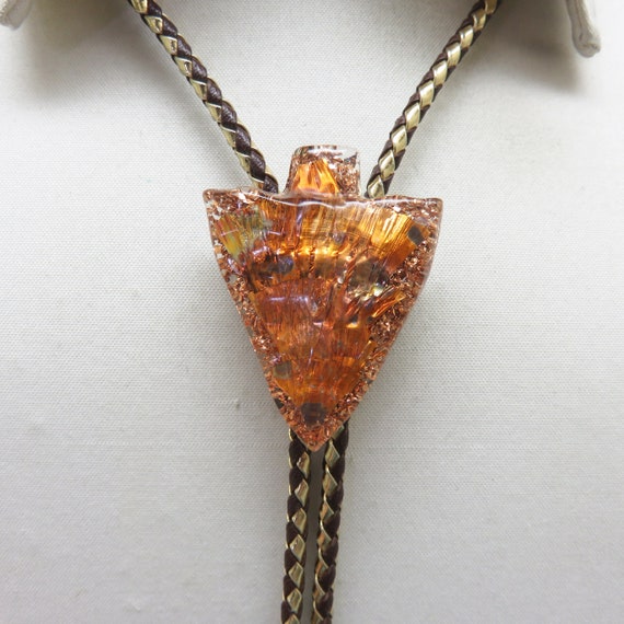 Resin Copper and Gold Foil Arrowhead Vintage Bolo… - image 2