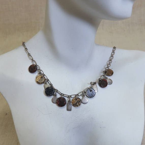 Silver Tag and Snakeskin Lucite  Sterling Collar … - image 6