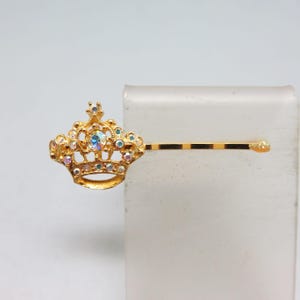 Rhinestone Crown Bobby or Hair Pin, Vintage Bobby Pin