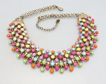 Colorful Acrylic Dot Collar Necklace, 1990s Look