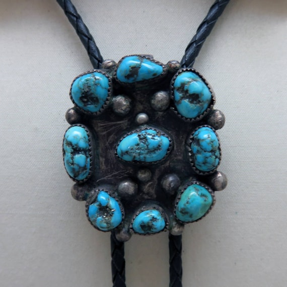 Vintage Turquoise Native American Bolo Tie, Matche