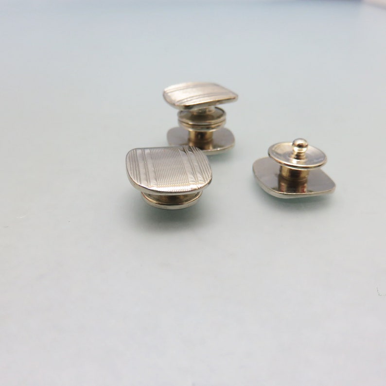 Snap Link Vintage Silvertone Metal Cuff Links, Vintage* image 2