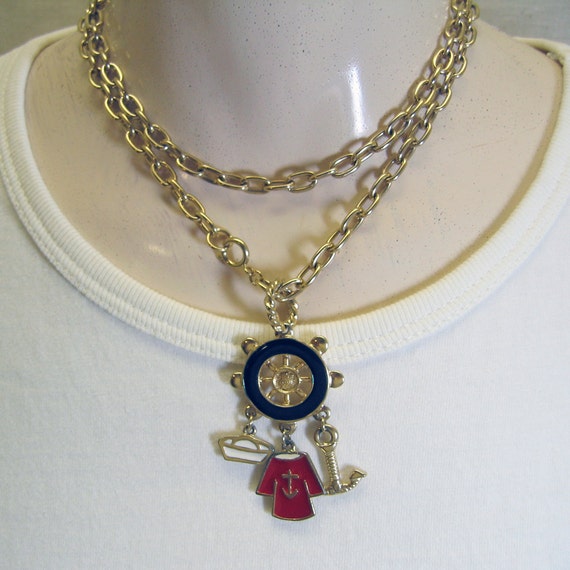 1980s Nautical Charm Necklace - image 1