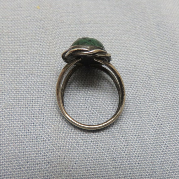 Vintage African Jade  Sterling Ring,   Size 4.50 - image 4