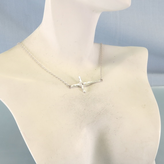 Simple Sterling Cross Necklace, Modern Design