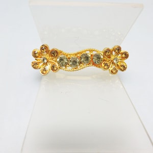 Petite Vintage Rhinestone Hair Barrette, Gold and Blue Rhinestones