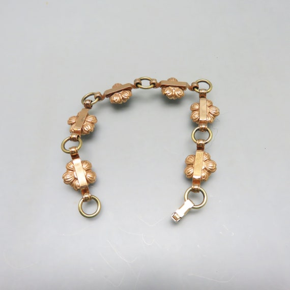 Vintage Yellow and Rose Gold Plated Floral Bracel… - image 5
