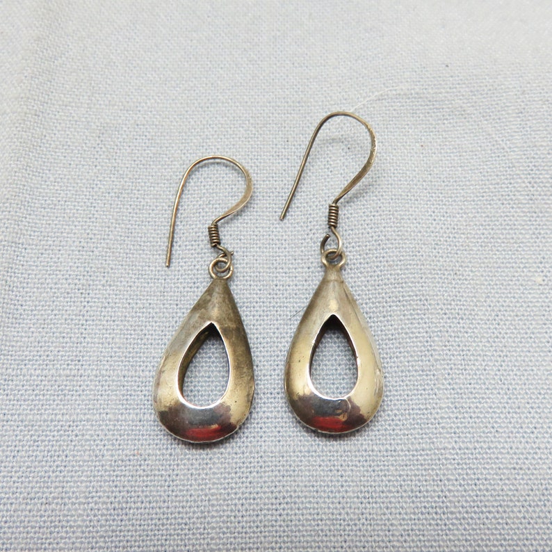Vintage Pierced Earrings Sterling Teardrop Loop Design