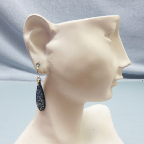 Vintage Glittered Black Droplet Pierced Earrings,… - image 4