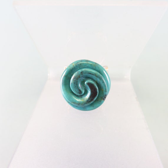 Sterling Silver Turquoise Rose Ring,   Size 6, Vi… - image 2