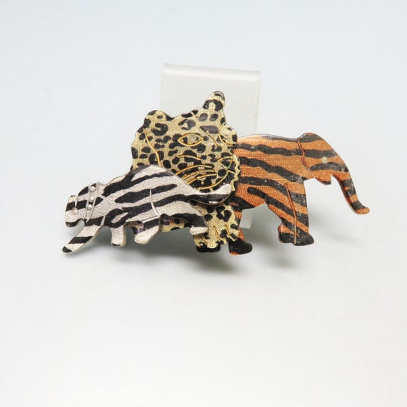 Vintage Big Mod Leopard Tiger and Elephant Plasti… - image 2