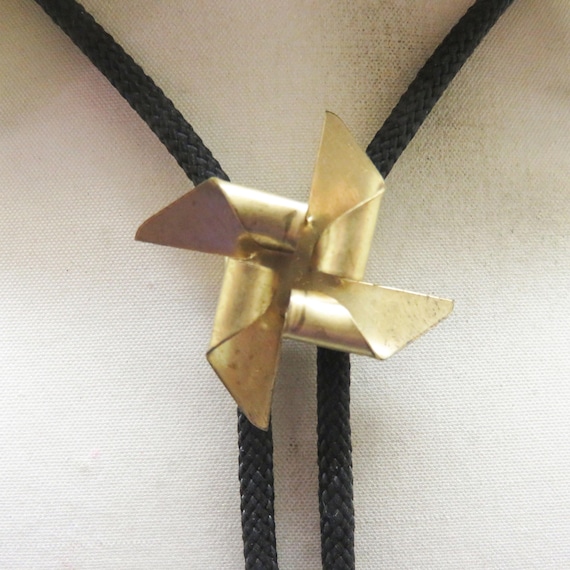 Handmade Brass Pinwheel Bolo Tie: Fun Vintage Western Wear