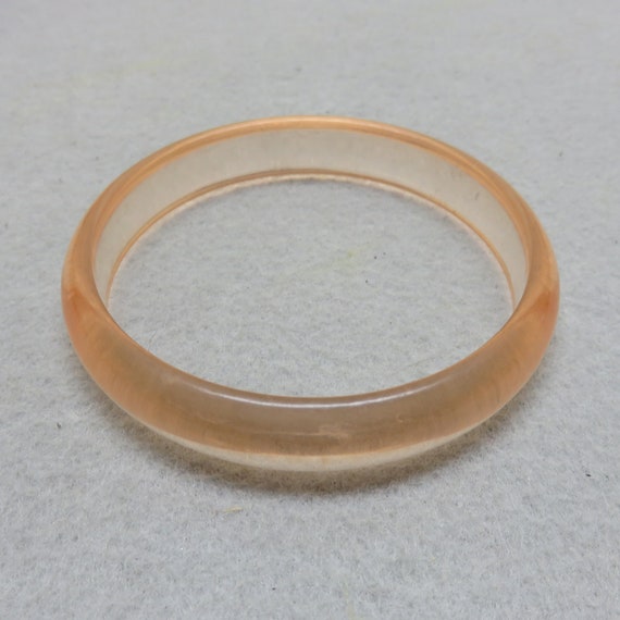 Soft Salmon Pink Plastic Bangle Bracelet, 1960s Ba