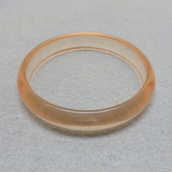 Soft Salmon Pink Plastic Bangle Bracelet, 1960s B… - image 1