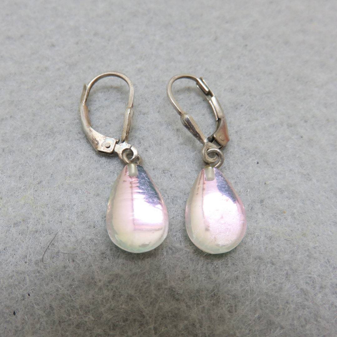 Crystal Raindrop Pierced Earrings, Sterling Silver Vintage