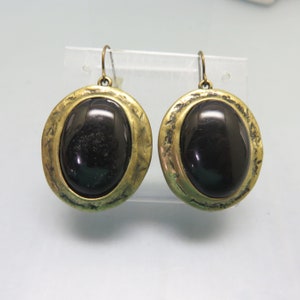Vintage Black Glass Gothic Pierced Earrings, Boho Pierced Earrings