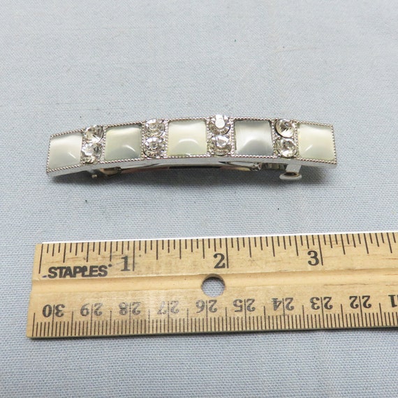 Moonstone and Clear Rhinestone Hair Barrette,  Dr… - image 4