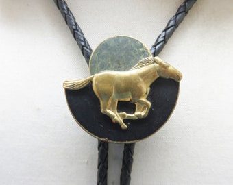 VIntage Mixed Metals  Running Mustang Horse Bolo Tie, Handmade